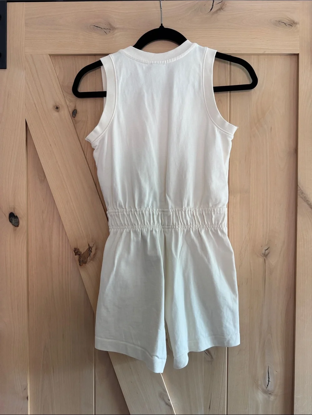 Nike Girls' Cream Sleeveless Romper with Elastic Waist